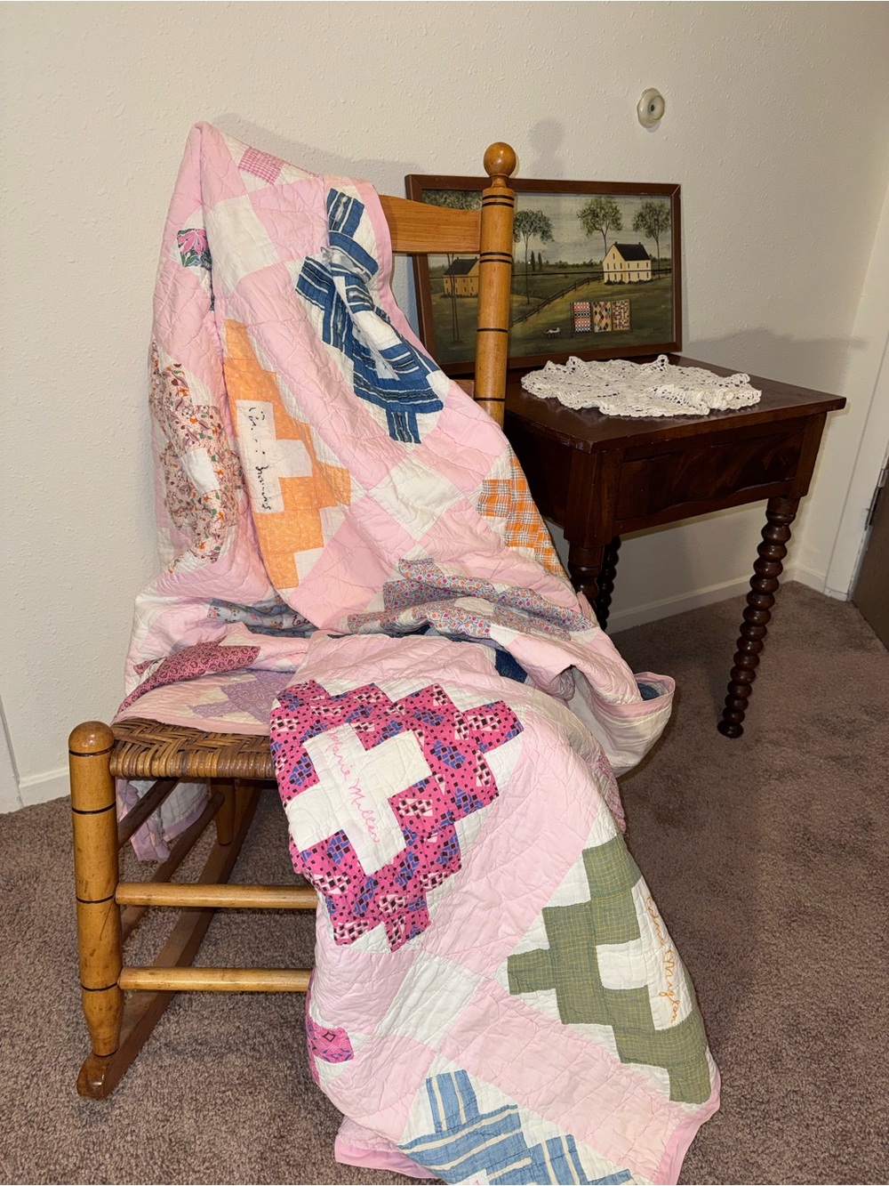 1930’s Feedsack Friendship Patchwork Quilt 78x68